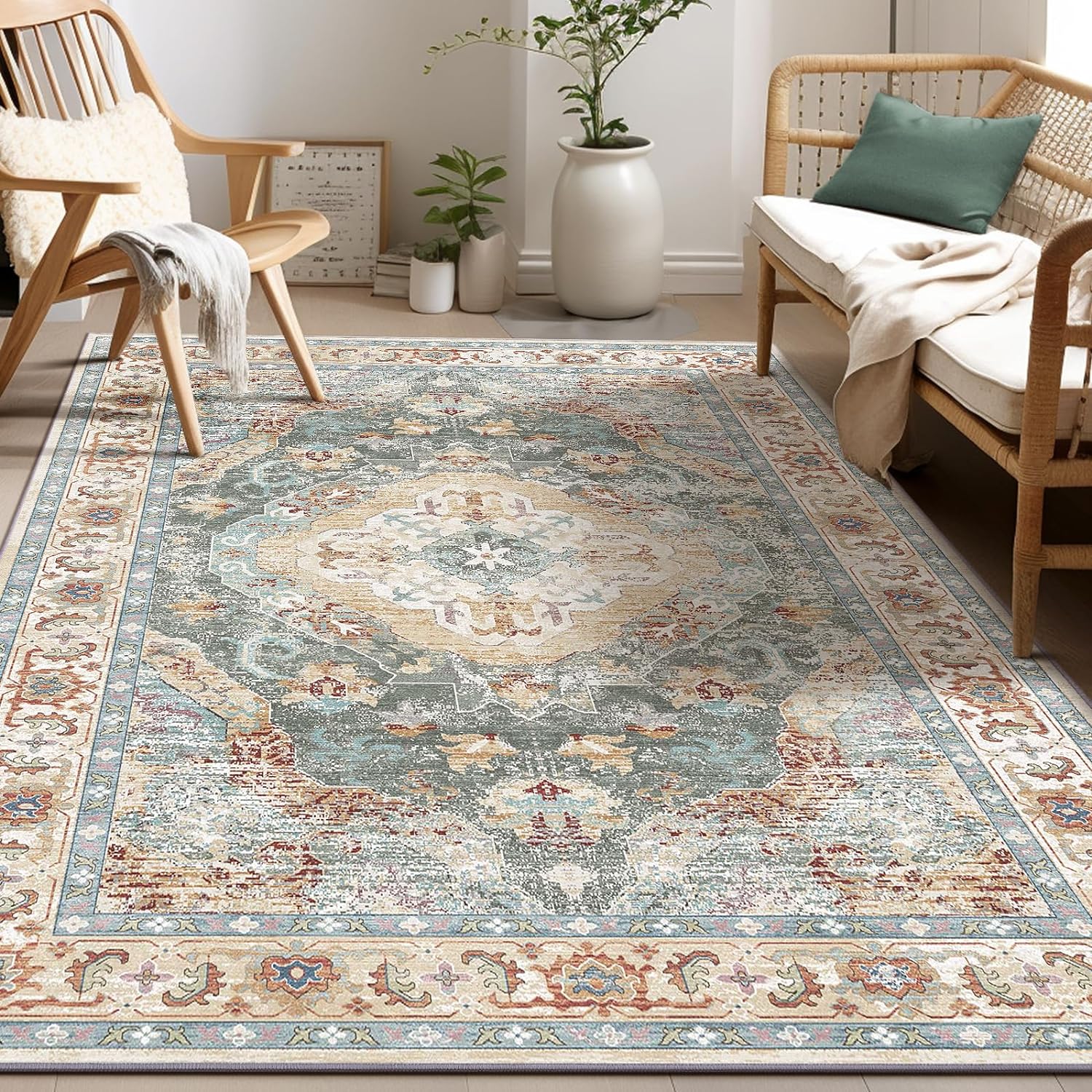 Area Rugs for Living Room,5×7 Non Slip